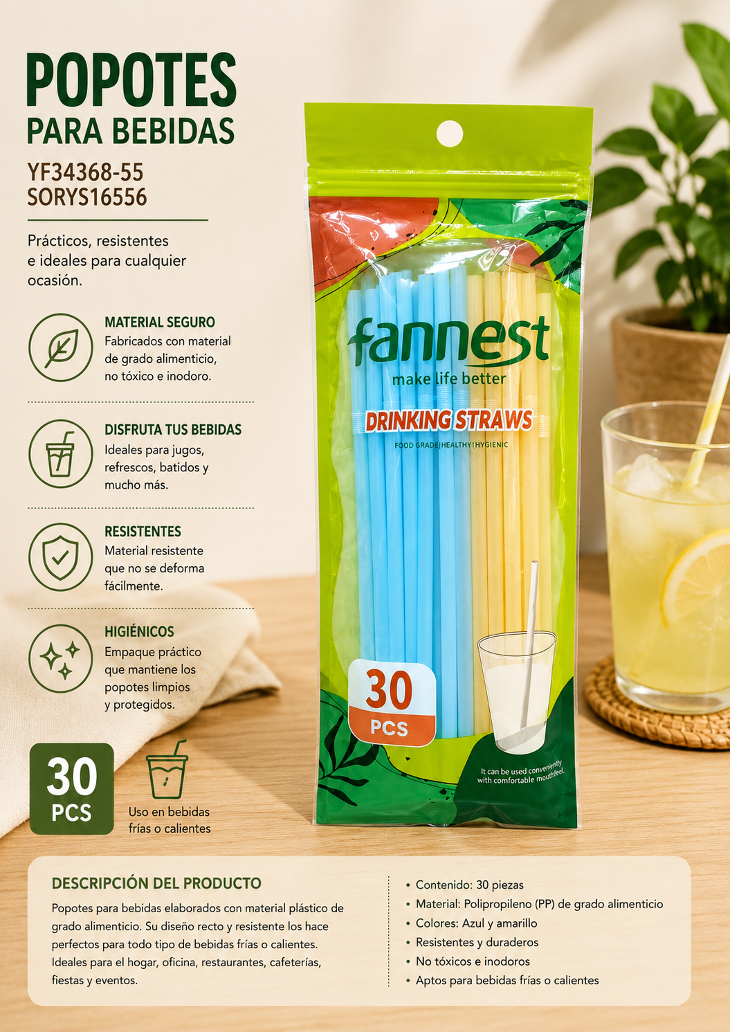 Sorbete Descartable Flexible YF34368-55