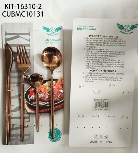 SET DE CUBIERTO ORO ROSA 8PCS KIT-16310-2