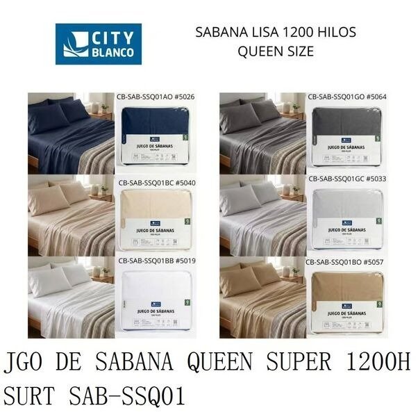 JUEGO DE SABANA QUEEN SUPER 1200H GO SAB-SSQ01GO-12 JUECB15064