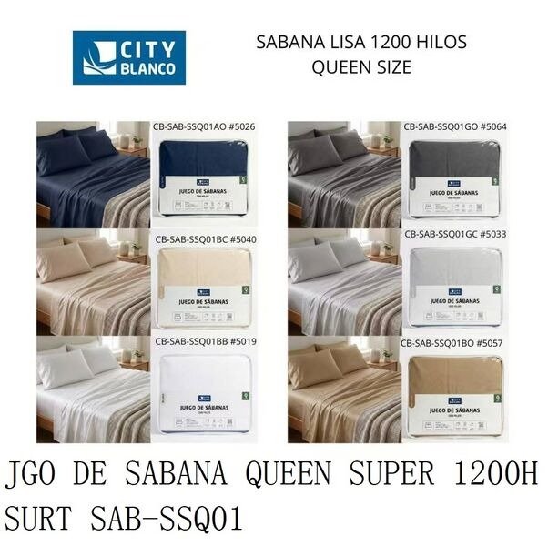 JUEGO DE SABANA QUEEN SUPER 1200H GO SAB-SSQ01GO-12 JUECB15064