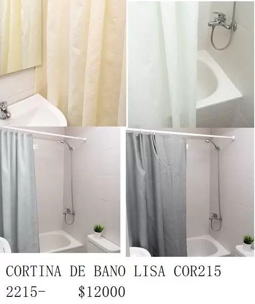 CORTINA DE BANO LISA C/GANCHO ACERO COR215
