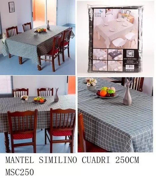 MANTEL SIMIL LINO CUADRILLE 250CM MSC250